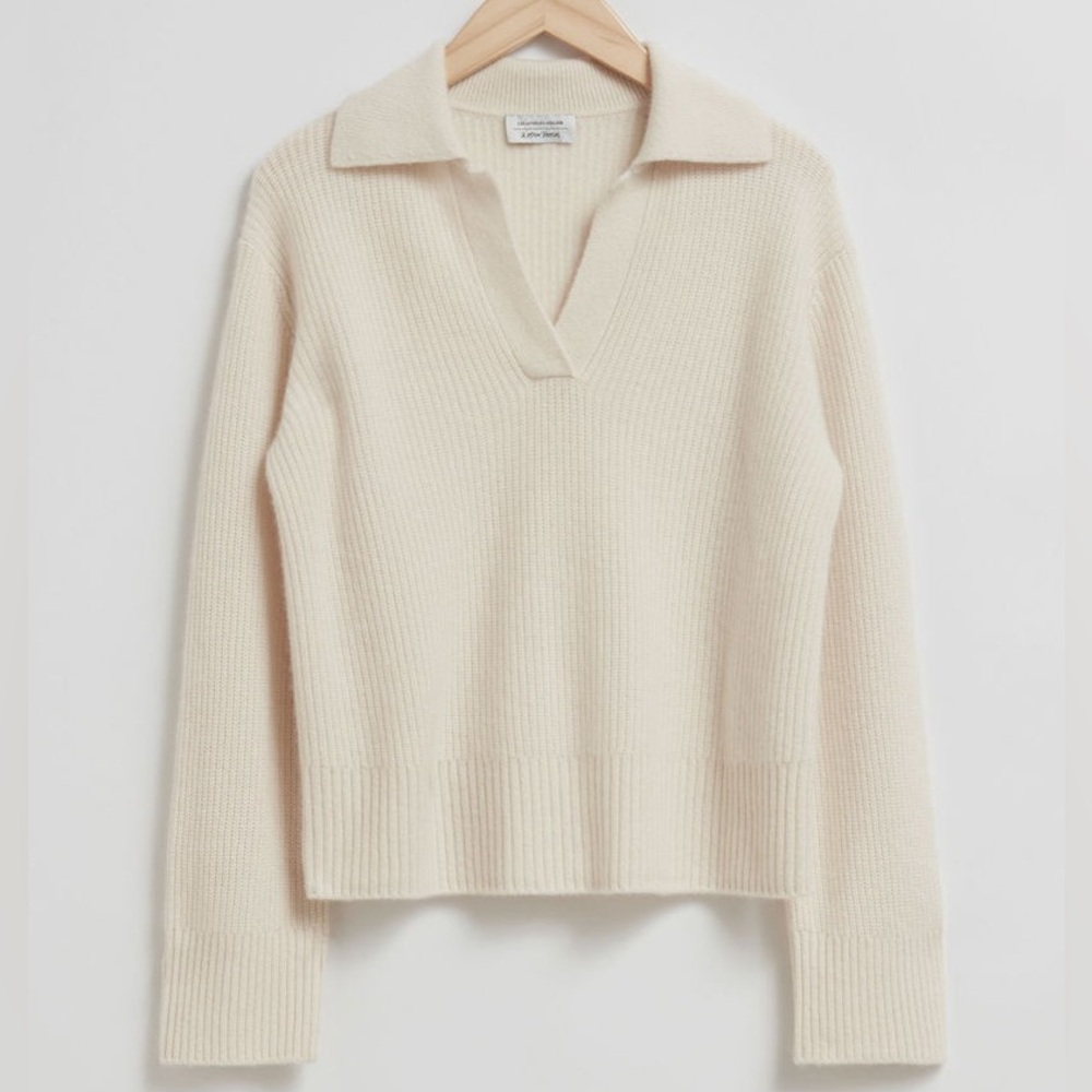 & Other Stories Oversized Collared V-Neck Sweater